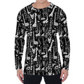 Black And White Cartoon Giraffe Print Men's Long Sleeve T-Shirt