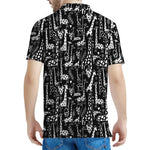 Black And White Cartoon Giraffe Print Men's Polo Shirt