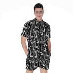 Black And White Cartoon Giraffe Print Men's Rompers
