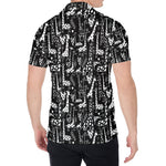 Black And White Cartoon Giraffe Print Men's Shirt