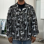 Black And White Cartoon Giraffe Print Men's Shirt Jacket