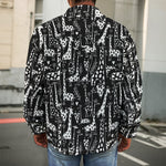 Black And White Cartoon Giraffe Print Men's Shirt Jacket