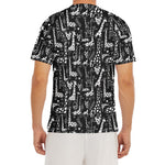 Black And White Cartoon Giraffe Print Men's Short Sleeve Rash Guard