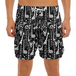 Black And White Cartoon Giraffe Print Men's Split Running Shorts