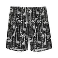 Black And White Cartoon Giraffe Print Men's Athletic Shorts