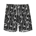 Black And White Cartoon Giraffe Print Men's Sports Shorts