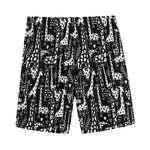 Black And White Cartoon Giraffe Print Men's Sports Shorts