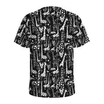 Black And White Cartoon Giraffe Print Men's Sports T-Shirt