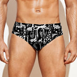 Black And White Cartoon Giraffe Print Men's Swim Briefs