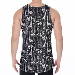 Black And White Cartoon Giraffe Print Men's Velvet Tank Top