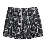 Black And White Cartoon Giraffe Print Mesh Shorts