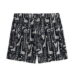 Black And White Cartoon Giraffe Print Mesh Shorts