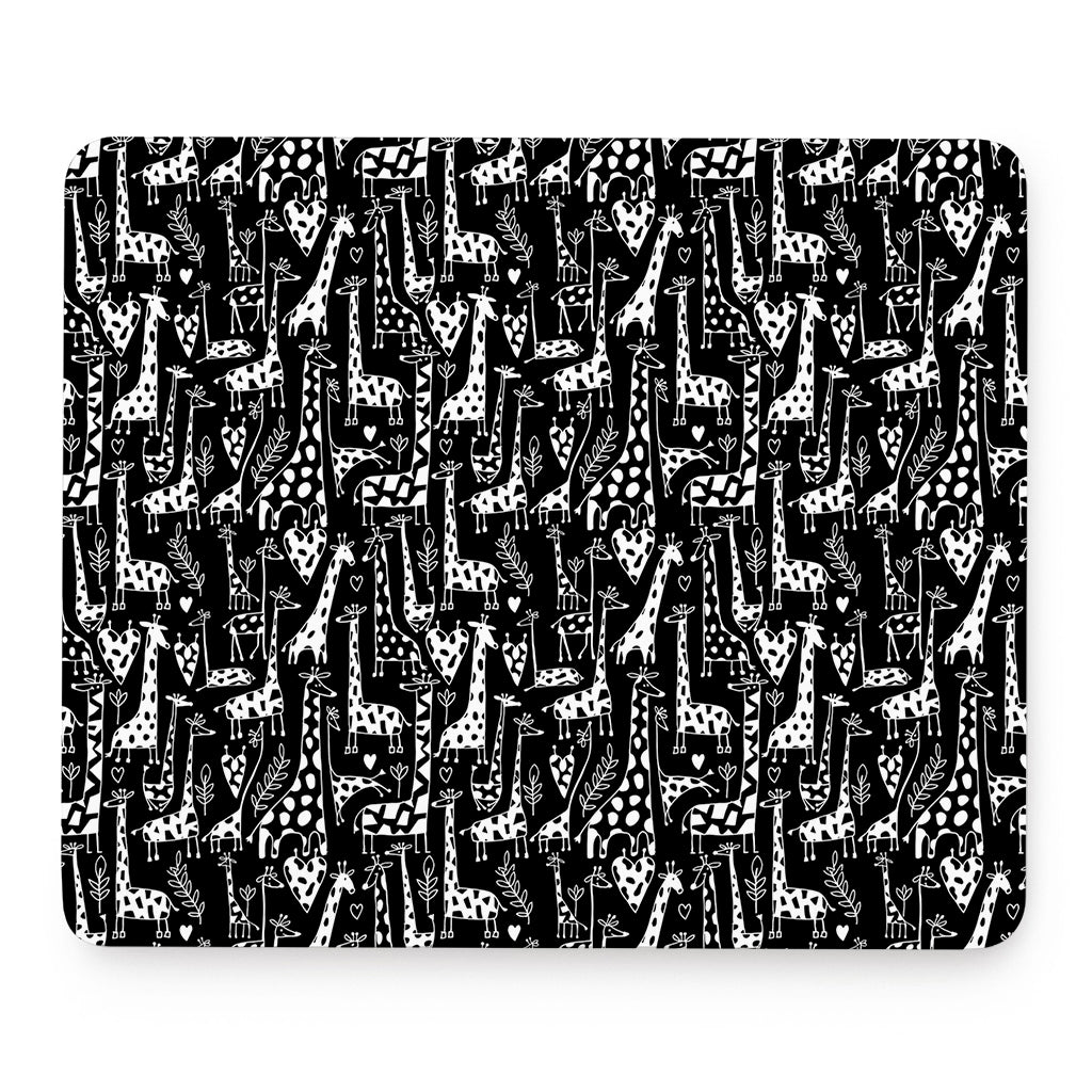Black And White Cartoon Giraffe Print Mouse Pad