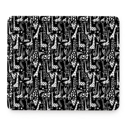 Black And White Cartoon Giraffe Print Mouse Pad