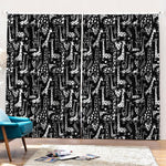 Black And White Cartoon Giraffe Print Pencil Pleat Curtains