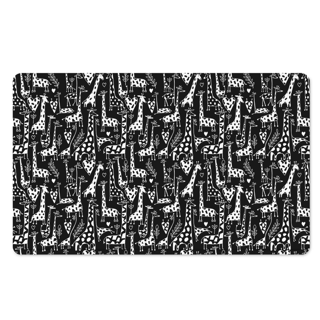 Black And White Cartoon Giraffe Print Polyester Doormat