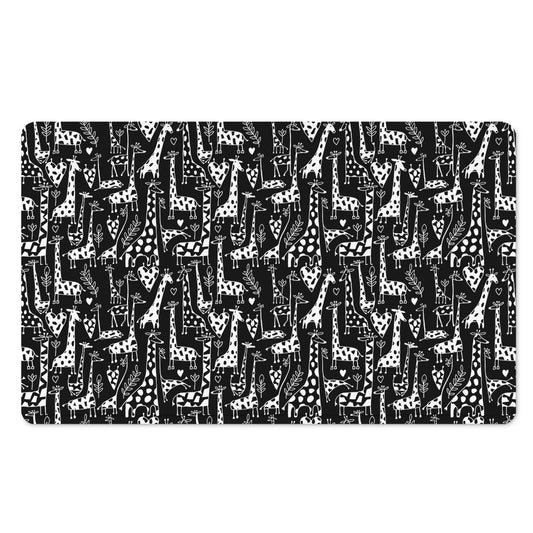Black And White Cartoon Giraffe Print Polyester Doormat