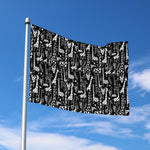 Black And White Cartoon Giraffe Print Polyester Flag