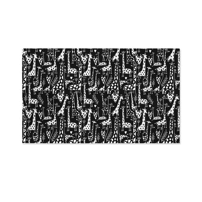 Black And White Cartoon Giraffe Print Polyester Flag