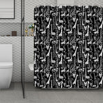Black And White Cartoon Giraffe Print Polyester Shower Curtain