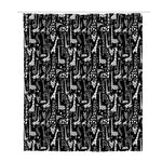 Black And White Cartoon Giraffe Print Polyester Shower Curtain