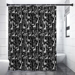 Black And White Cartoon Giraffe Print Premium Shower Curtain