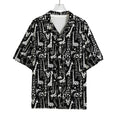 Black And White Cartoon Giraffe Print Rayon Hawaiian Shirt