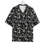 Black And White Cartoon Giraffe Print Rayon Hawaiian Shirt