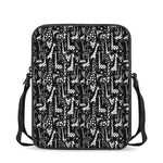 Black And White Cartoon Giraffe Print Rectangular Crossbody Bag