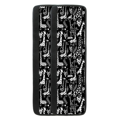 Black And White Cartoon Giraffe Print Refrigerator Handle Covers