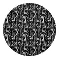 Black And White Cartoon Giraffe Print Round Blanket