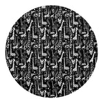 Black And White Cartoon Giraffe Print Round Blanket