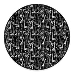 Black And White Cartoon Giraffe Print Round Floor Mat