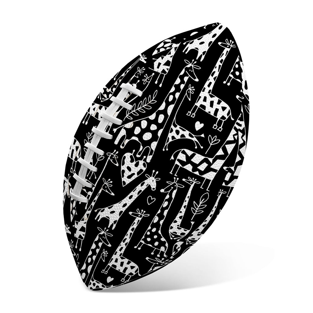 Black And White Cartoon Giraffe Print Rugby Ball