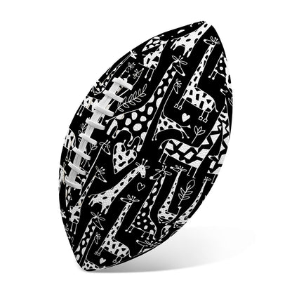 Black And White Cartoon Giraffe Print Rugby Ball