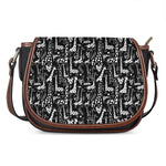Black And White Cartoon Giraffe Print Saddle Bag