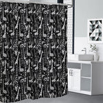 Black And White Cartoon Giraffe Print Shower Curtain