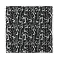 Black And White Cartoon Giraffe Print Silk Bandana