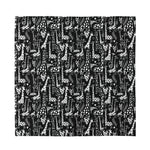 Black And White Cartoon Giraffe Print Silk Bandana