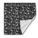 Black And White Cartoon Giraffe Print Silk Bandana