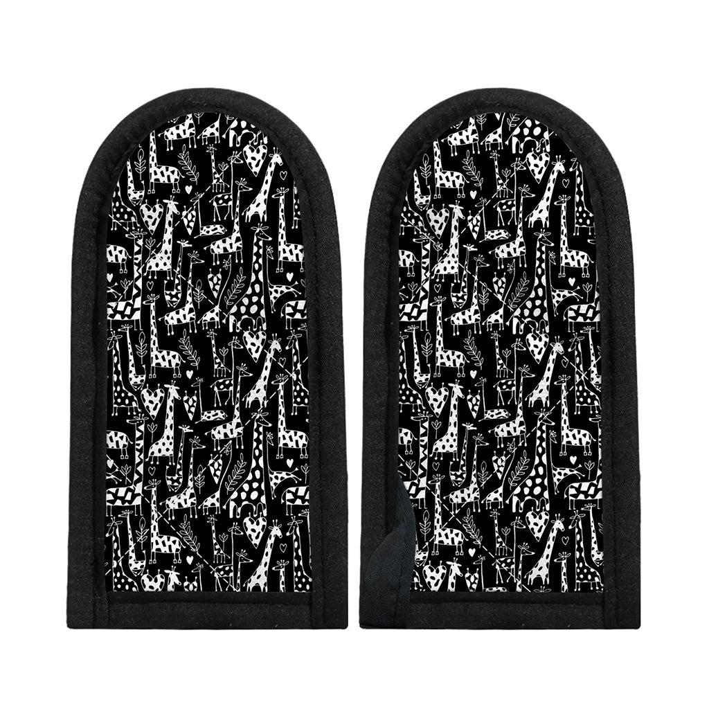 Black And White Cartoon Giraffe Print Skillet Handle Cover