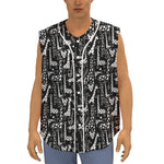 Black And White Cartoon Giraffe Print Sleeveless Baseball Jersey