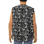 Black And White Cartoon Giraffe Print Sleeveless Baseball Jersey