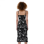 Black And White Cartoon Giraffe Print Slim Fit Midi Cami Dress