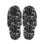 Black And White Cartoon Giraffe Print Slippers