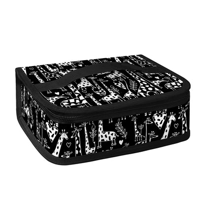 Black And White Cartoon Giraffe Print Small Lunch Bag