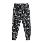 Black And White Cartoon Giraffe Print Sweatpants