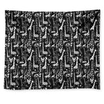 Black And White Cartoon Giraffe Print Tapestry