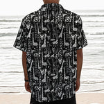Black And White Cartoon Giraffe Print Textured Short Sleeve Shirt