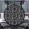 Black And White Cartoon Giraffe Print Tire Cover With Camera Hole